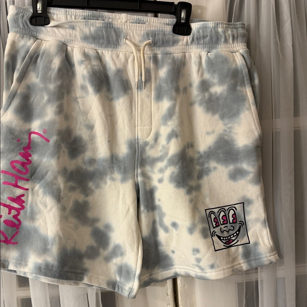 Keith Haring "Three Eyed Smiling Face" tie-dye sweat short Men’s Size Large
